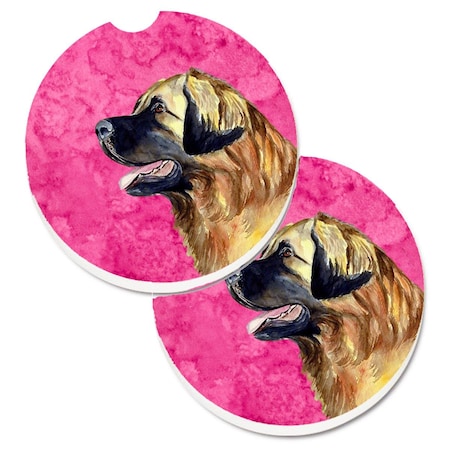Carolines Treasures Pink Leonberger Set of 2 Cup Holder Car Coaster LH9393PKCARC